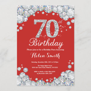 Invitation 70e anniversaire Diamant rouge et argen