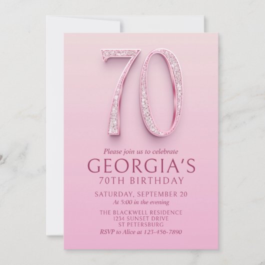 Invitation 70e anniversaire Diamants roses (Devant)