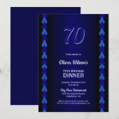 Invitation 70e anniversaire Dîner Noir et Bleu (Devant / Derrière)