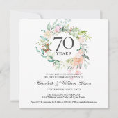 Invitation 70e anniversaire du Mariage Aquarelle Florale (Devant)