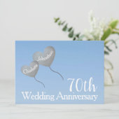 Invitation 70e anniversaire du Mariage ballon cardiaque en pl (Debout devant)