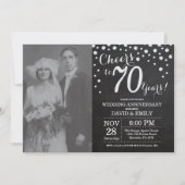Invitation 70e anniversaire du Mariage Chalkboard Black Silve (Devant)