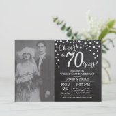 Invitation 70e anniversaire du Mariage Chalkboard Black Silve (Debout devant)