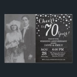 Invitation 70e anniversaire du Mariage Chalkboard Black Silve<br><div class="desc">70ème anniversaire de Mariage avec photo personnalisée. Chalkboard Invitation Noir et Argent. Soixante-Dix Anniversaires Mariages. Chalkboard Black et Silver Parties scintillant Arrière - plan diamant. Confetti en argent. Anniversaire adulte. Fête d'anniversaire d'une femme ou d'un homme. Pour plus de personnalisation, cliquez sur le bouton "Customiser" et utilisez notre outil de...</div>