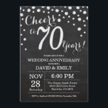 Invitation 70e anniversaire du Mariage Chalkboard Black Silve<br><div class="desc">70e anniversaire Mariage Chalkboard Black and Silver Invitation. Soixante-Dix Anniversaires Mariages. Chalkboard Black et Silver Parties scintillant Arrière - plan diamant. Confetti en argent. Anniversaire adulte. Fête d'anniversaire d'une femme ou d'un homme. Pour plus de personnalisation, cliquez sur le bouton "Customiser" et utilisez notre outil de conception pour modifier ce...</div>