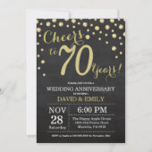 Invitation 70e anniversaire du Mariage Chalkboard noir et or (Devant)