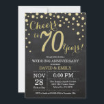 Invitation 70e anniversaire du Mariage Chalkboard noir et or<br><div class="desc">70e anniversaire Mariage Chalkboard Black and Gold Invitation. Soixante-Dix Anniversaires Mariages. Chalkboard Black et Gold Parties scintillant Diamond Arrière - plan. Confetti d'or. Anniversaire adulte. Fête d'anniversaire d'une femme ou d'un homme. Pour plus de personnalisation, cliquez sur le bouton "Customiser" et utilisez notre outil de conception pour modifier ce modèle....</div>