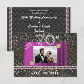Invitation 70e anniversaire du Platine Mariage Black Woven (Devant / Derrière)