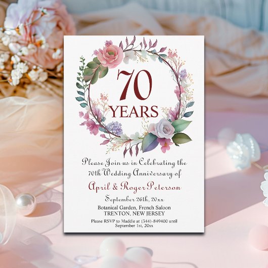Invitation 70e anniversaire du Platinum Mariage Floral