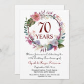 Invitation 70e anniversaire du Platinum Mariage Floral (Devant / Derrière)