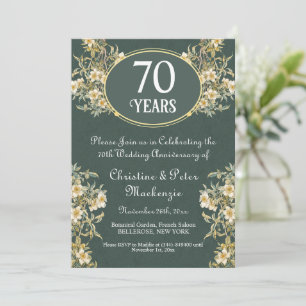 Invitation 70e anniversaire du Platinum Mariage Floral riche