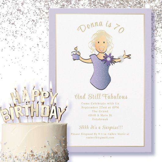 Invitation 70e anniversaire Elegant Blue Gold Fabuleux 70