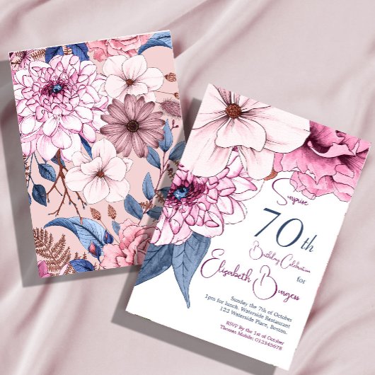 Invitation 70e anniversaire Elégant Floral moderne