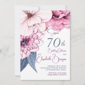 Invitation 70e anniversaire Elégant Floral moderne (Devant)