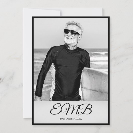 Invitation 70e anniversaire Elégant Monogramme photo Annivers (Dos)