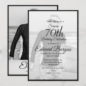Invitation 70e anniversaire Elégant Monogramme photo Annivers (Devant / Derrière)