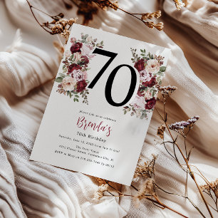 Invitation 70e anniversaire Élégante Florale