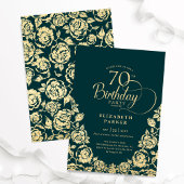 Invitation 70e anniversaire Emerald Green Roses or