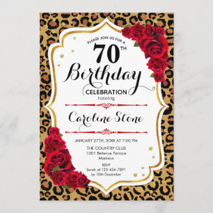 Invitation 70e anniversaire - Empreinte de léopard de Red Ros