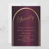 Invitation 70e anniversaire en Bourgogne or script arch luxe (Devant)
