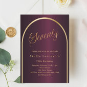 Invitation 70e anniversaire en Bourgogne or script arch luxe