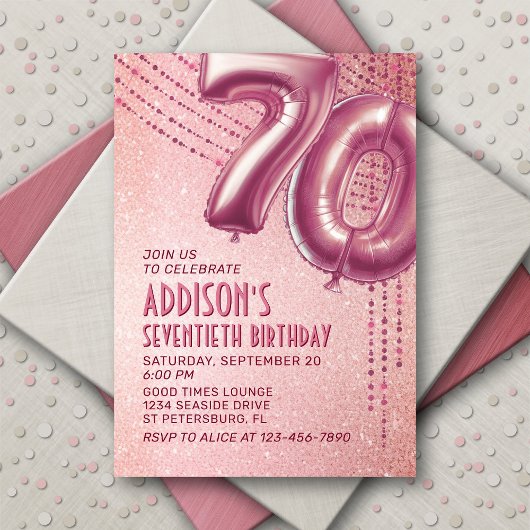 Invitation 70e anniversaire Femme Rose Gold