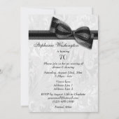 Invitation 70e anniversaire fête Damask et Faux Bow (Dos)