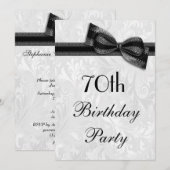Invitation 70e anniversaire fête Damask et Faux Bow (Devant / Derrière)