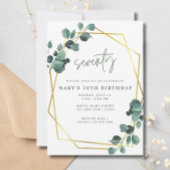 Invitation 70e anniversaire fête Eucalyptus Vert Or
