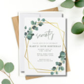 Invitation 70e anniversaire fête Eucalyptus Vert Or