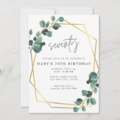 Invitation 70e anniversaire fête Eucalyptus Vert Or (Devant)