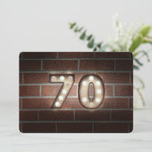 Invitation 70e anniversaire Fête-marquee lumières sur brique (Debout devant)