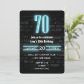 Invitation 70e anniversaire fête néon Connexion en brique (Debout devant)