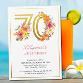 Invitation 70e anniversaire fête Plutôt Floral Gold Numéro 70