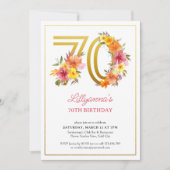 Invitation 70e anniversaire fête Plutôt Floral Gold Numéro 70 (Devant)