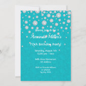 Invitation 70e anniversaire fête turquoise parties scintillan (Dos)