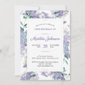 Invitation 70e anniversaire Floral Botanical Purple Aquarelle (Devant)