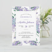 Invitation 70e anniversaire Floral Botanical Purple Aquarelle (Debout devant)