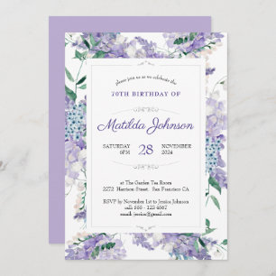Invitation 70e anniversaire Floral Botanical Purple Aquarelle