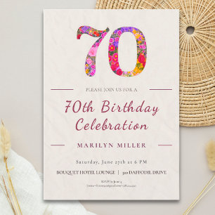 Invitation 70e anniversaire floral - Célébration élégante