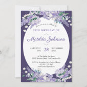 Invitation 70e anniversaire Floral foncé Purple Wisteria Élég (Devant)