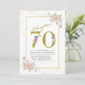Invitation 70e anniversaire Floral Gold Script (Debout devant)