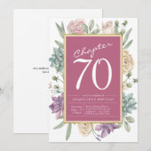 Invitation 70e anniversaire Floral Surprise Party (Devant / Derrière)