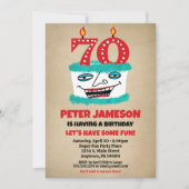 Invitation 70e anniversaire Gâteau drôle Mens Déco (Devant)