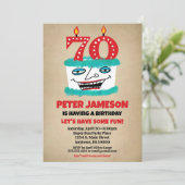 Invitation 70e anniversaire Gâteau drôle Mens Déco (Debout devant)