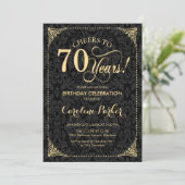 Invitation 70e anniversaire - Gold Black Damask (Debout devant)