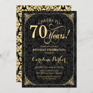 Invitation 70e anniversaire - Gold Black Damask
