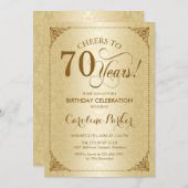 Invitation 70e anniversaire - Gold Damask (Devant / Derrière)