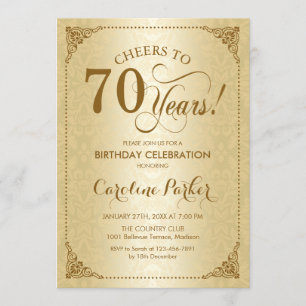 Invitation 70e anniversaire - Gold Damask