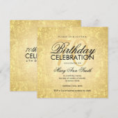 Invitation 70e anniversaire Gold Foil Look Confetti Stars (Devant / Derrière)